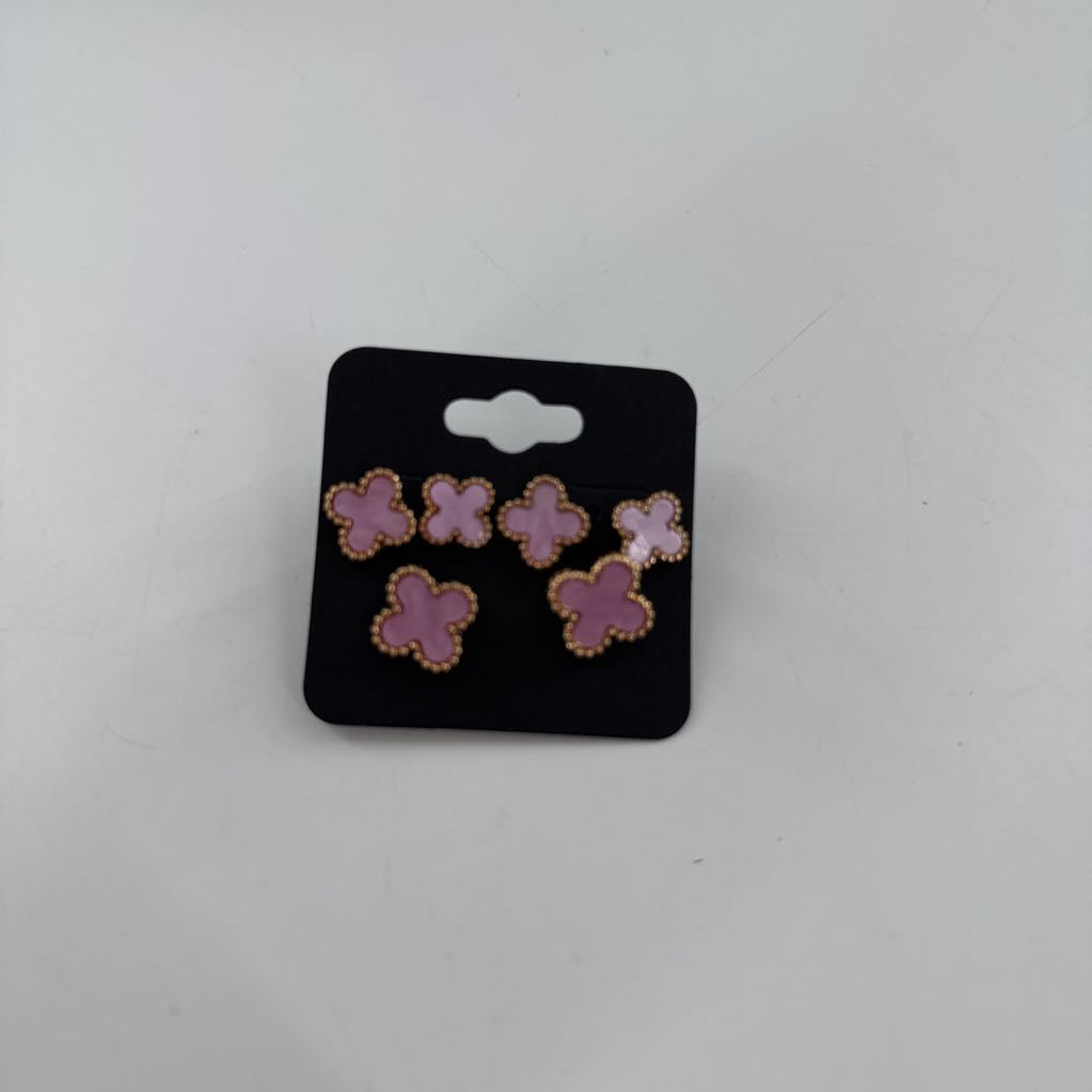 clover earring set lilac/gold