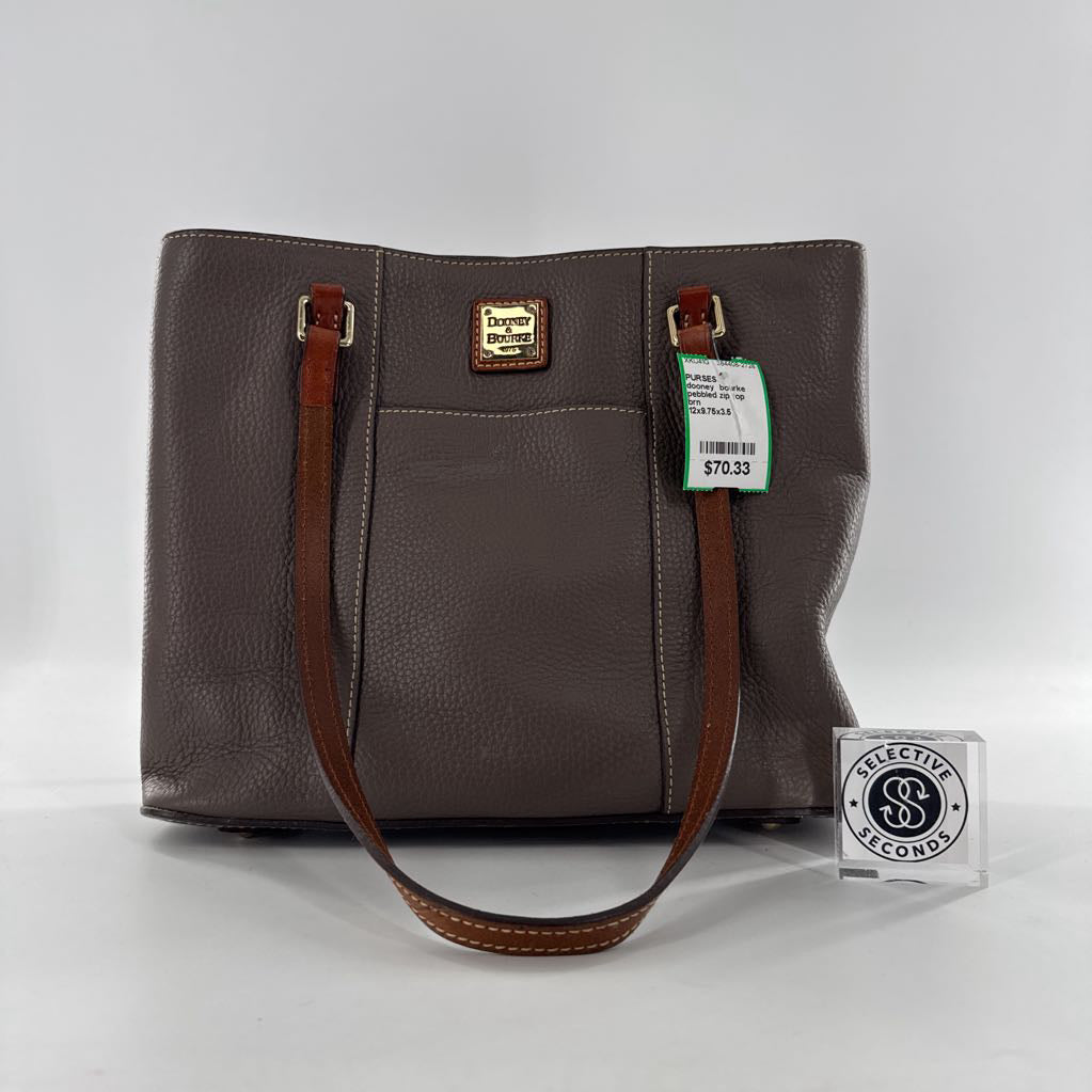 pebbled zip top tote