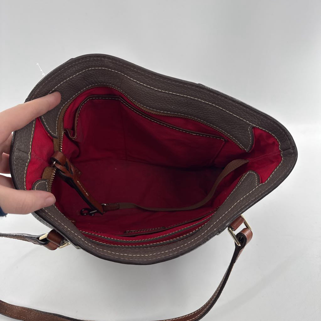 pebbled zip top tote