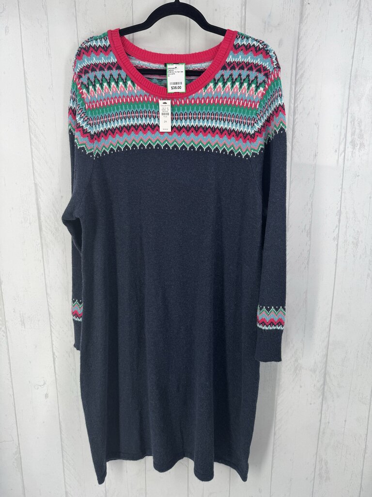 R149 2x l/s fair isle sweater dress