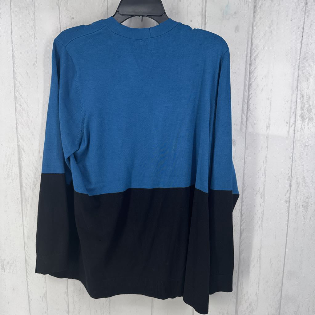 R159 2pc XL l/s color block open cardigan w/ tank