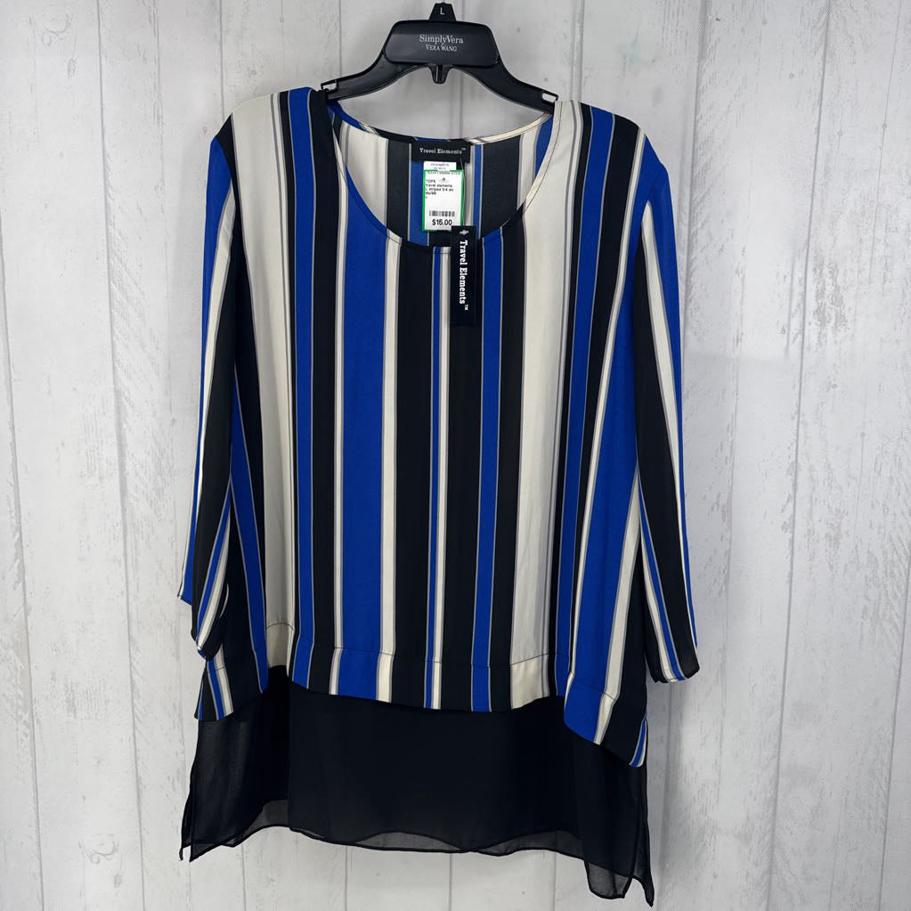 L striped 3/4 slv tunic