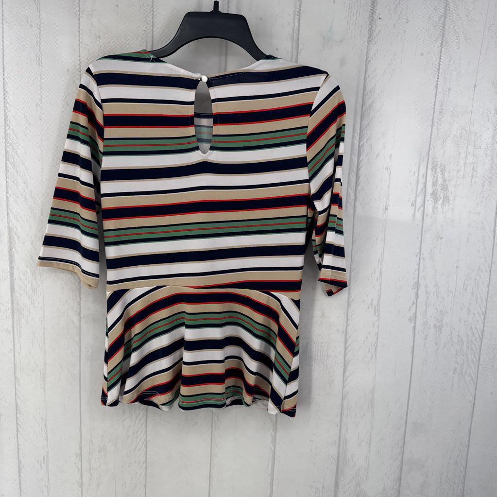 MP striped tie front s/s top