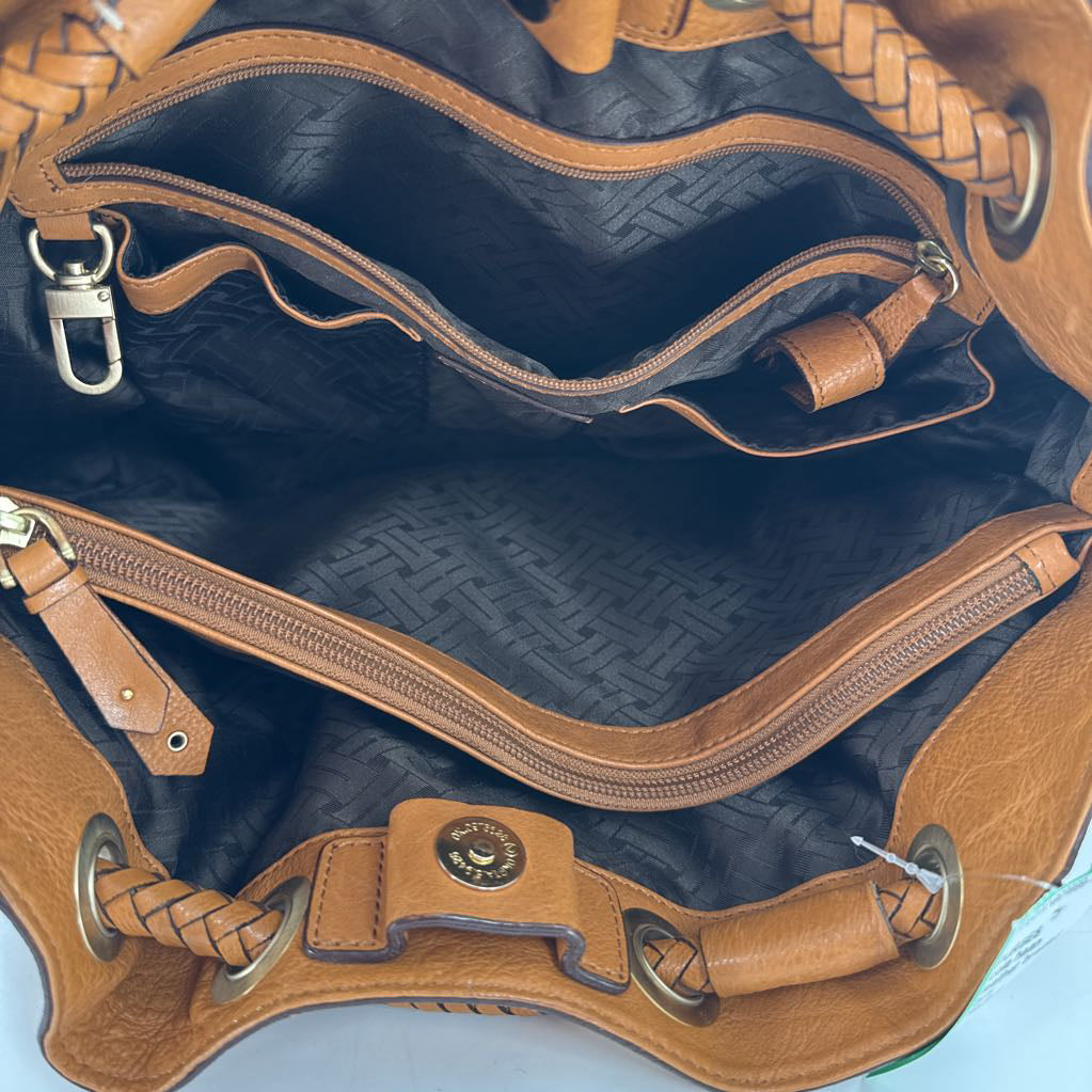 leather braided handle satchel