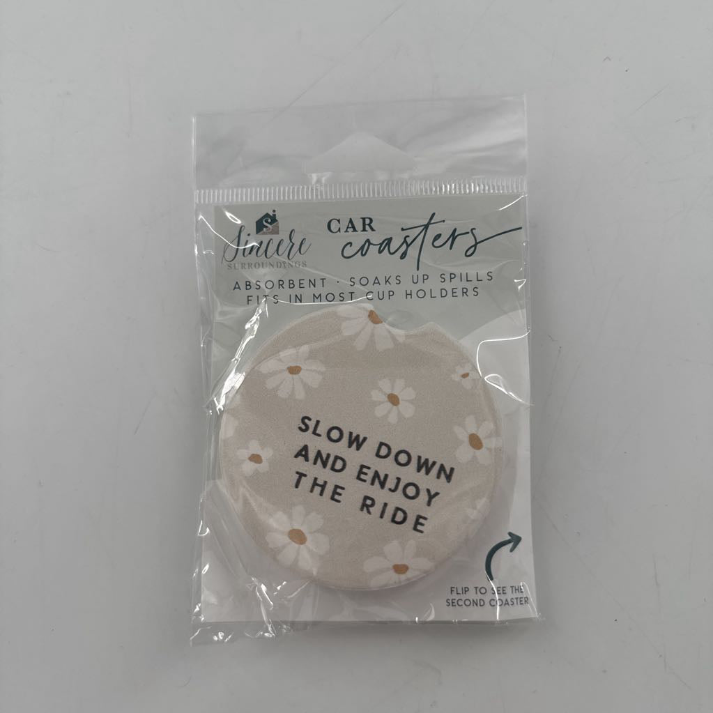 car coasters-daisies