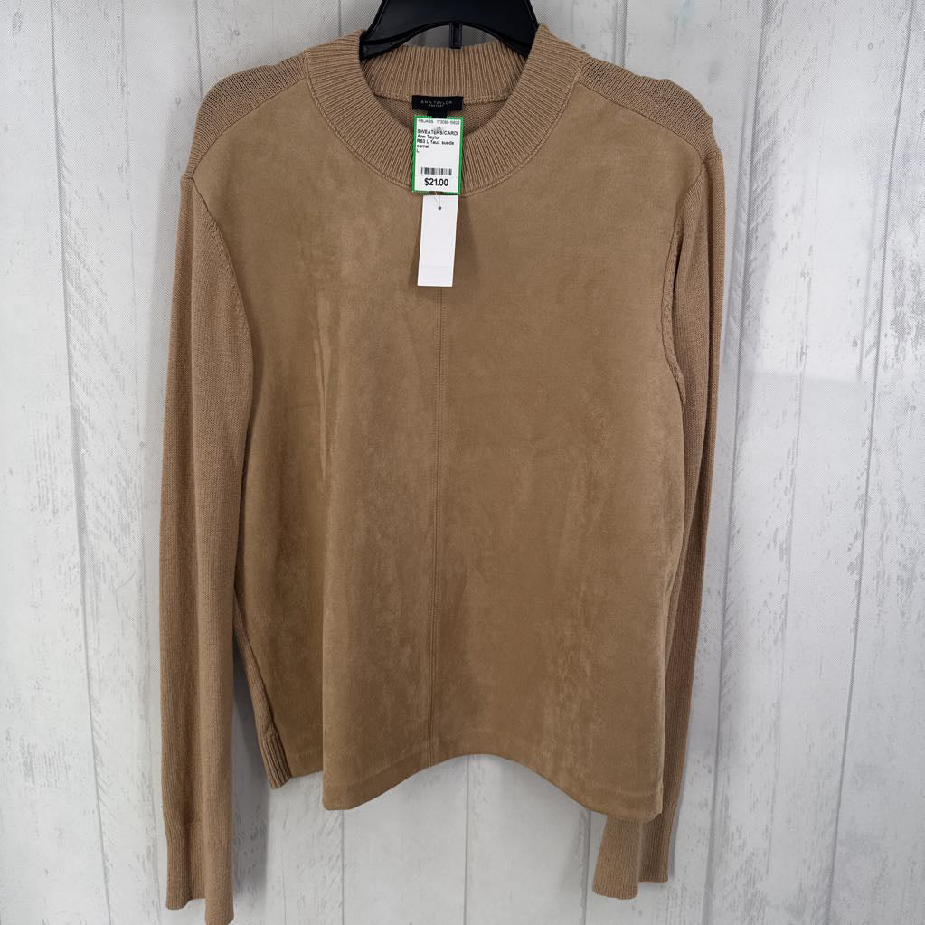R53 L faux suede front sweater