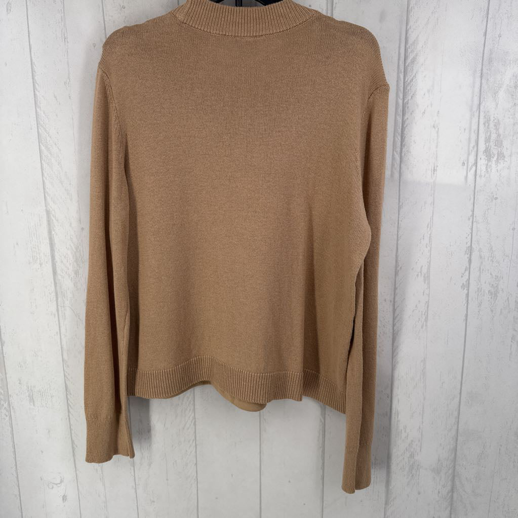 R53 L faux suede front sweater