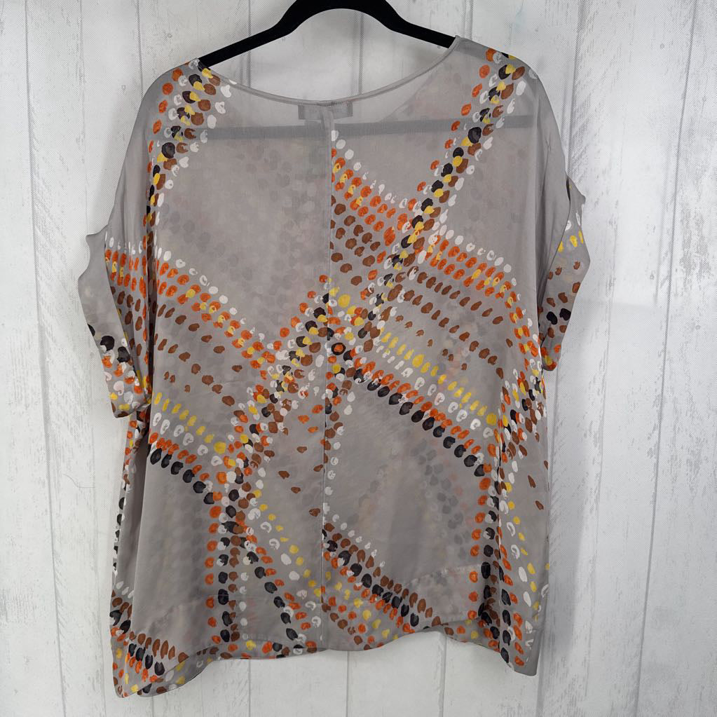 L printed dots cap slv top