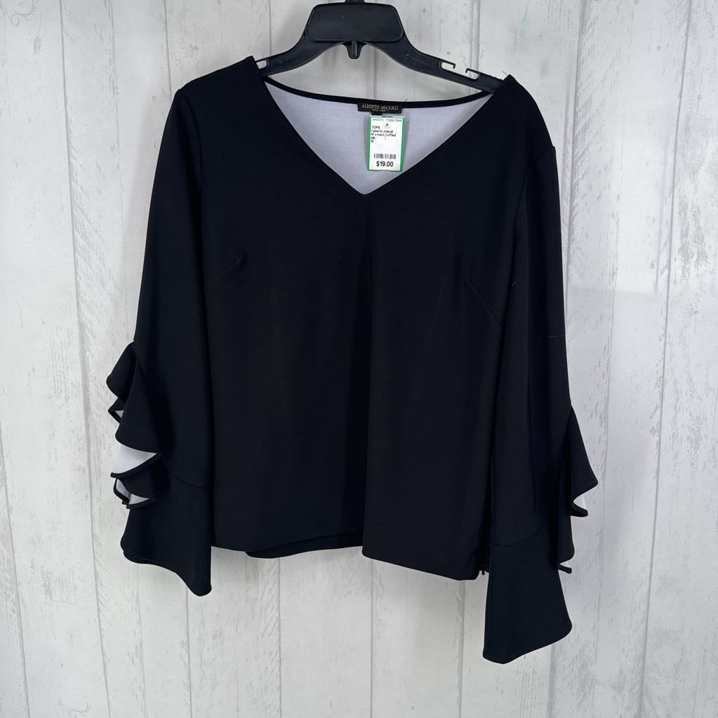 M v-neck ruffled slv top
