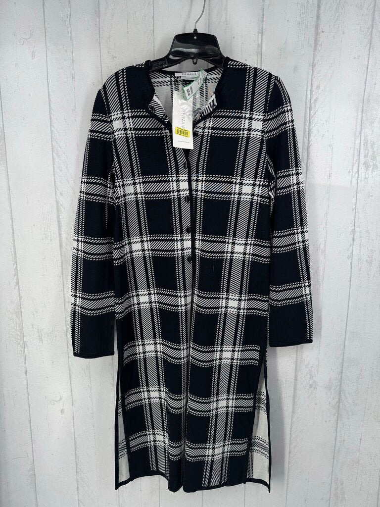 R515 XS plaid button front long sweater