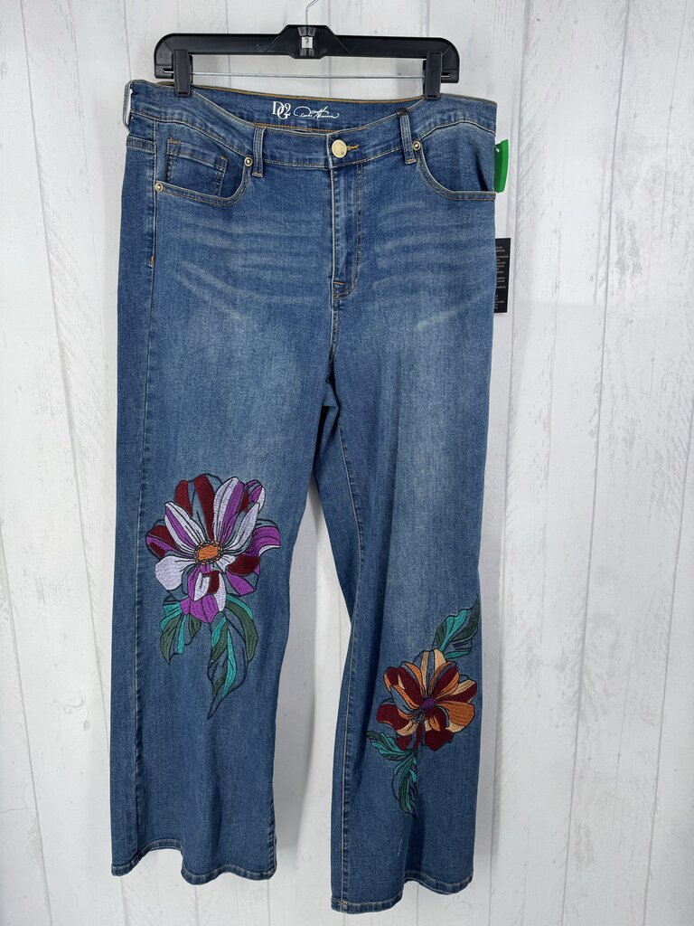 16 flo embroidered flare jeans