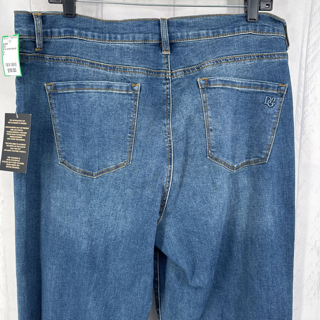 16 flo embroidered flare jeans