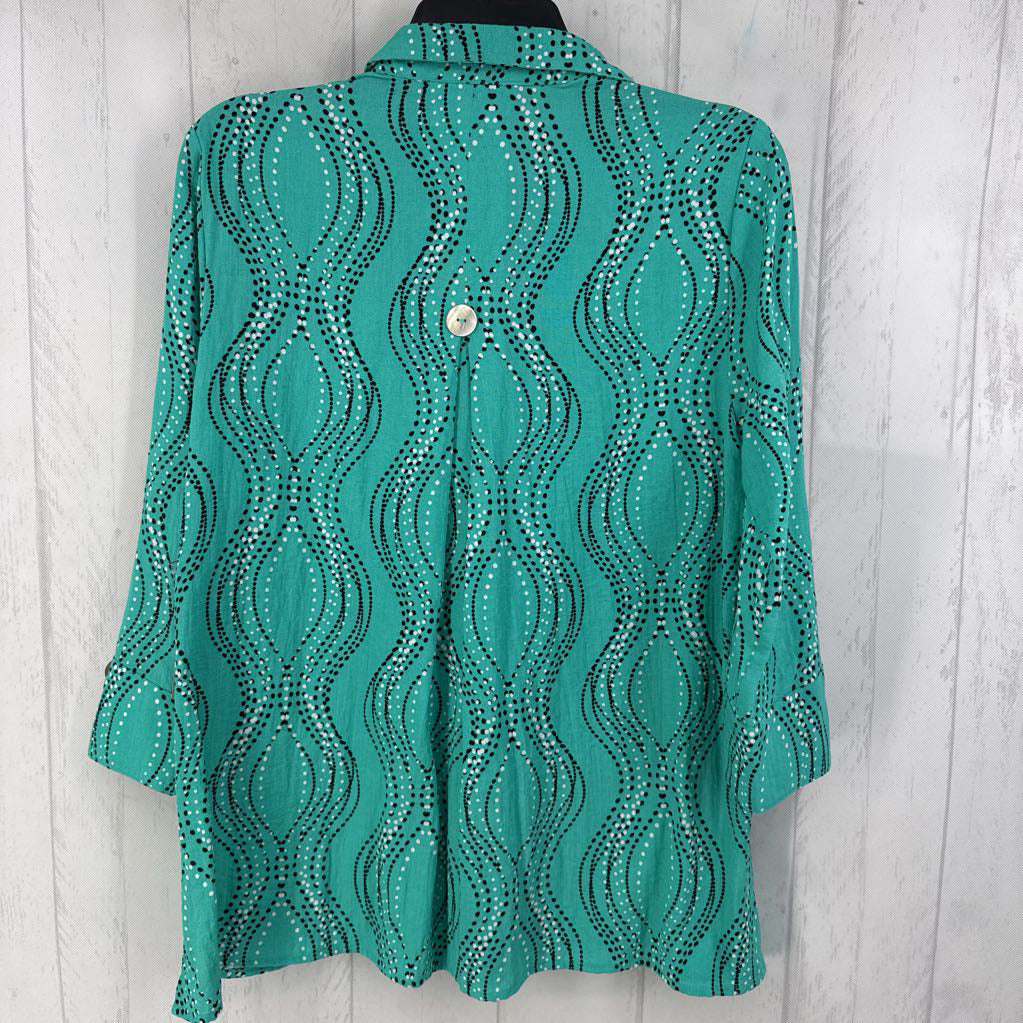 R69 S printed button down l/s top