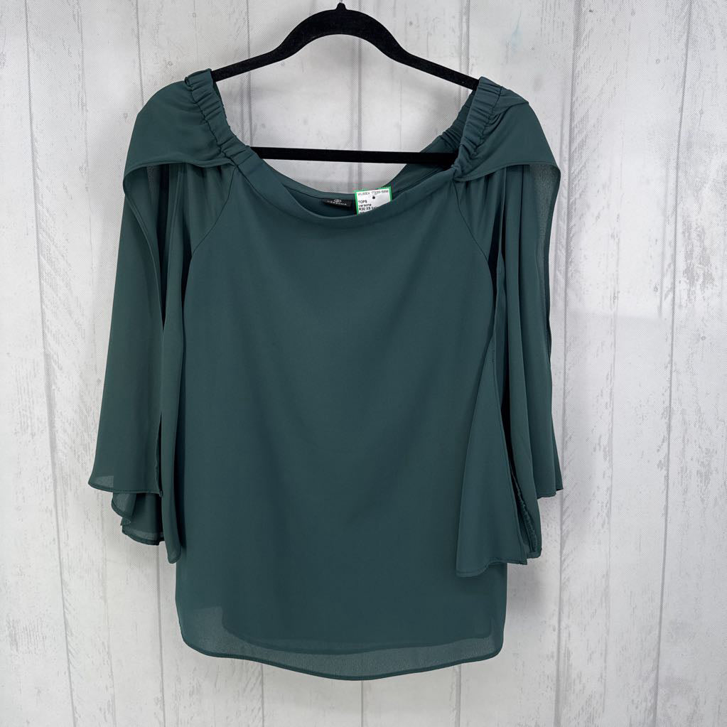 R30 XS bateau neck flutter slv top