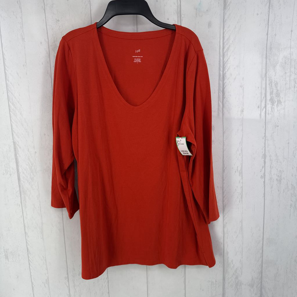 L 3/4 slv scoop neck top