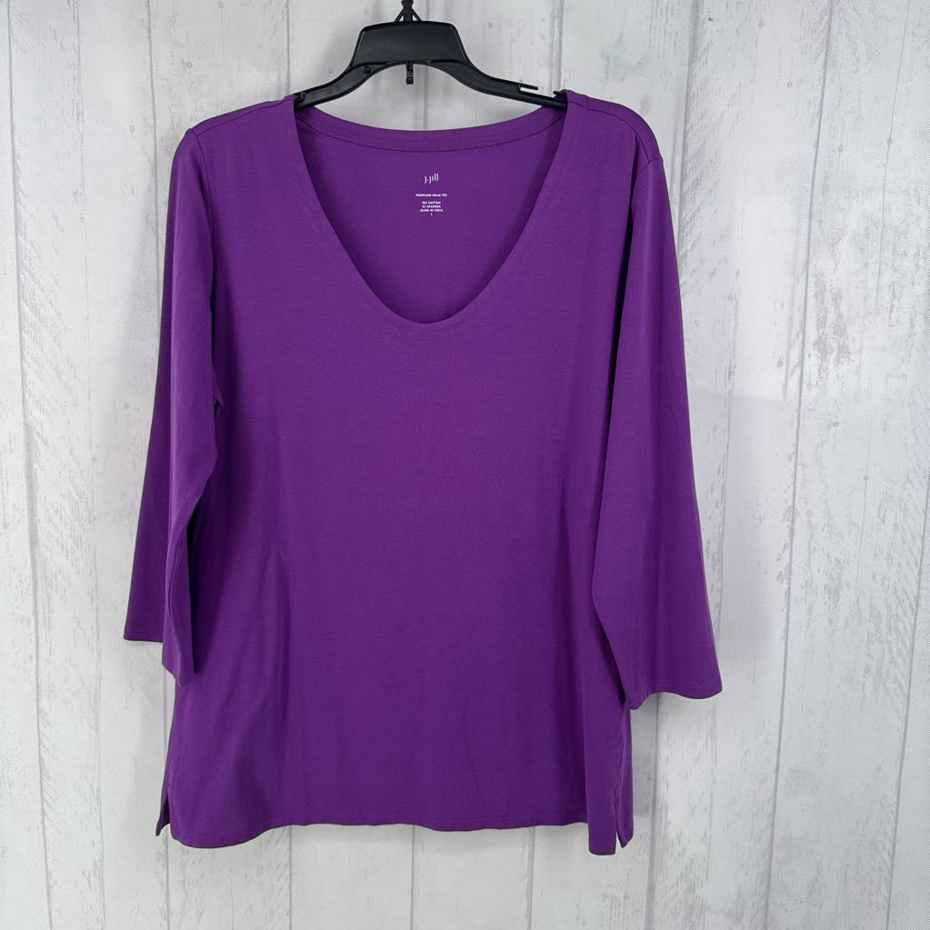 L 3/4 slv scoop neck top