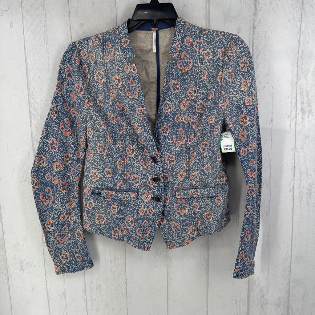 10 floral print button blazer