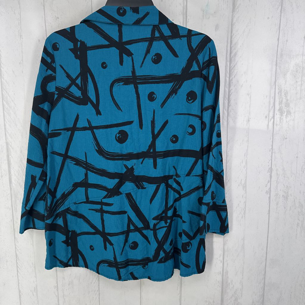 S l/s abstract button shirt