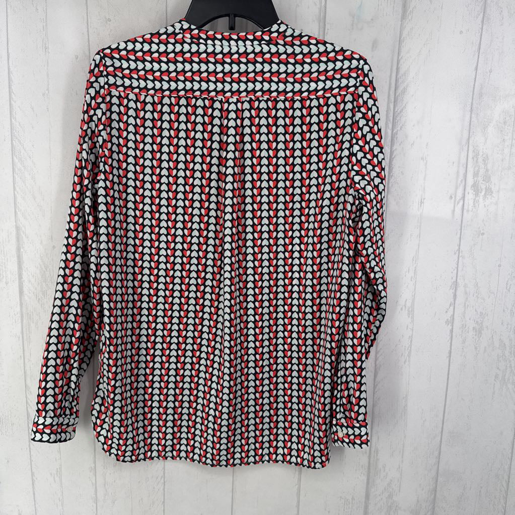 M l/s heart print button shirt
