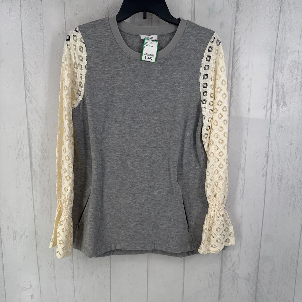 M lace slv top