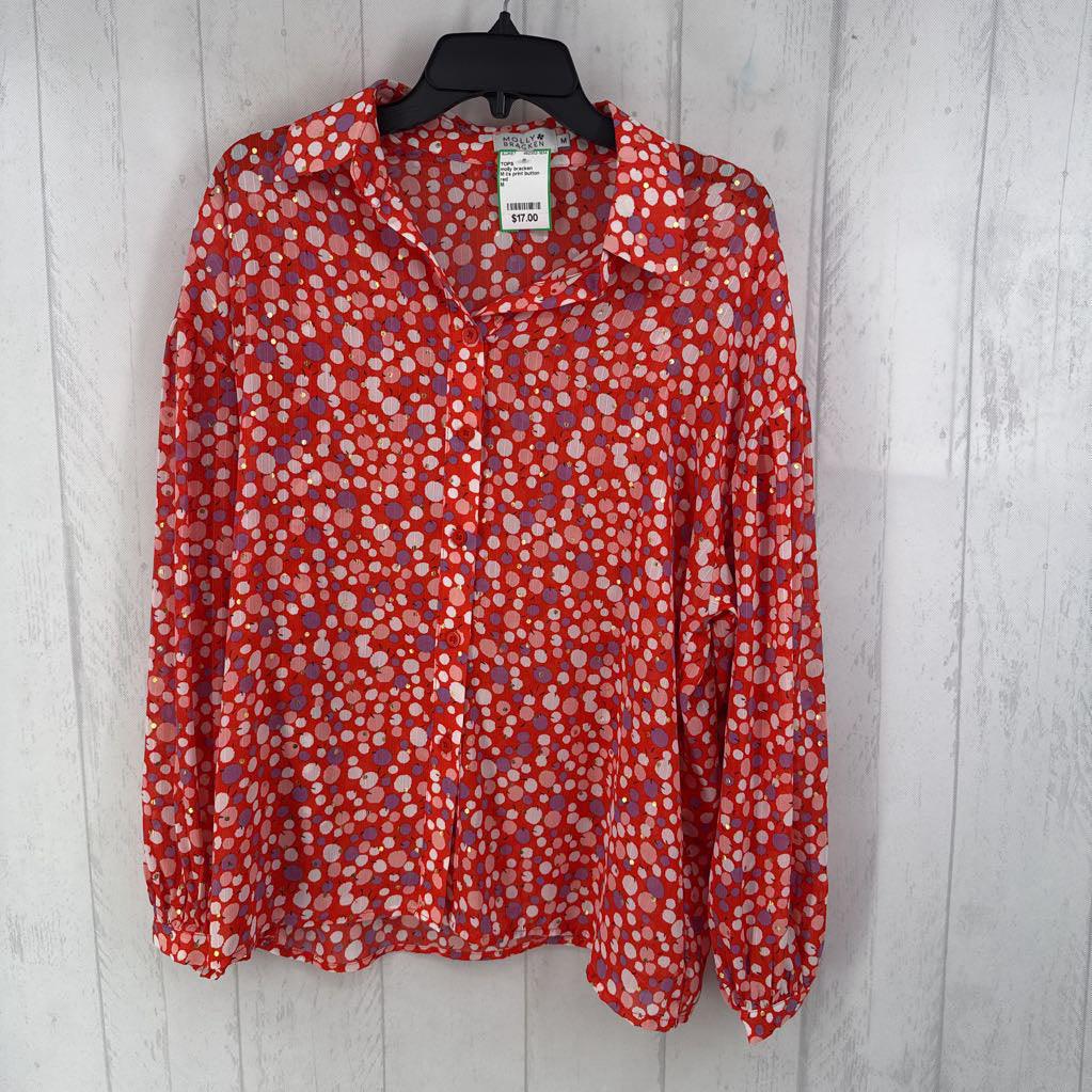 M l/s print button shirt