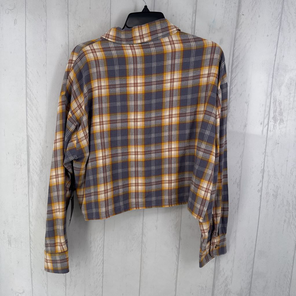 R25 M l/s crop plaid button shirt
