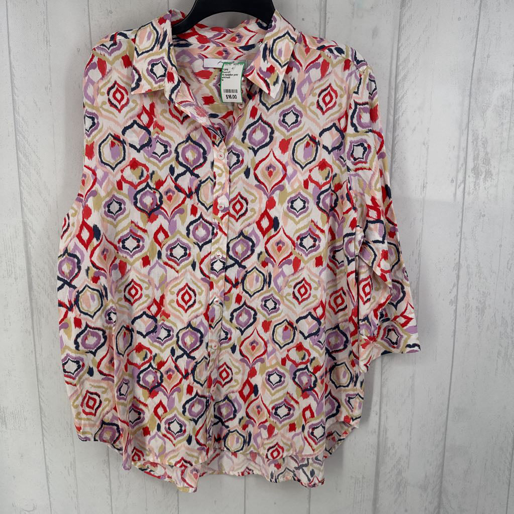 14 medallion print button shirt