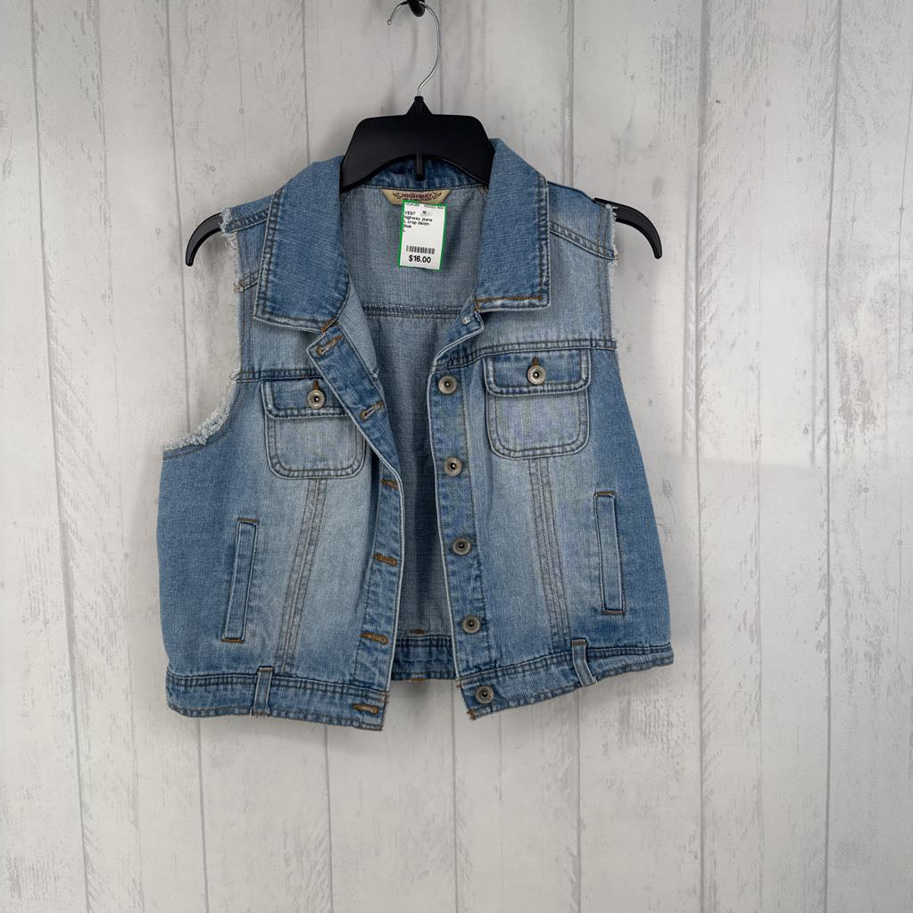 L crop denim button vest