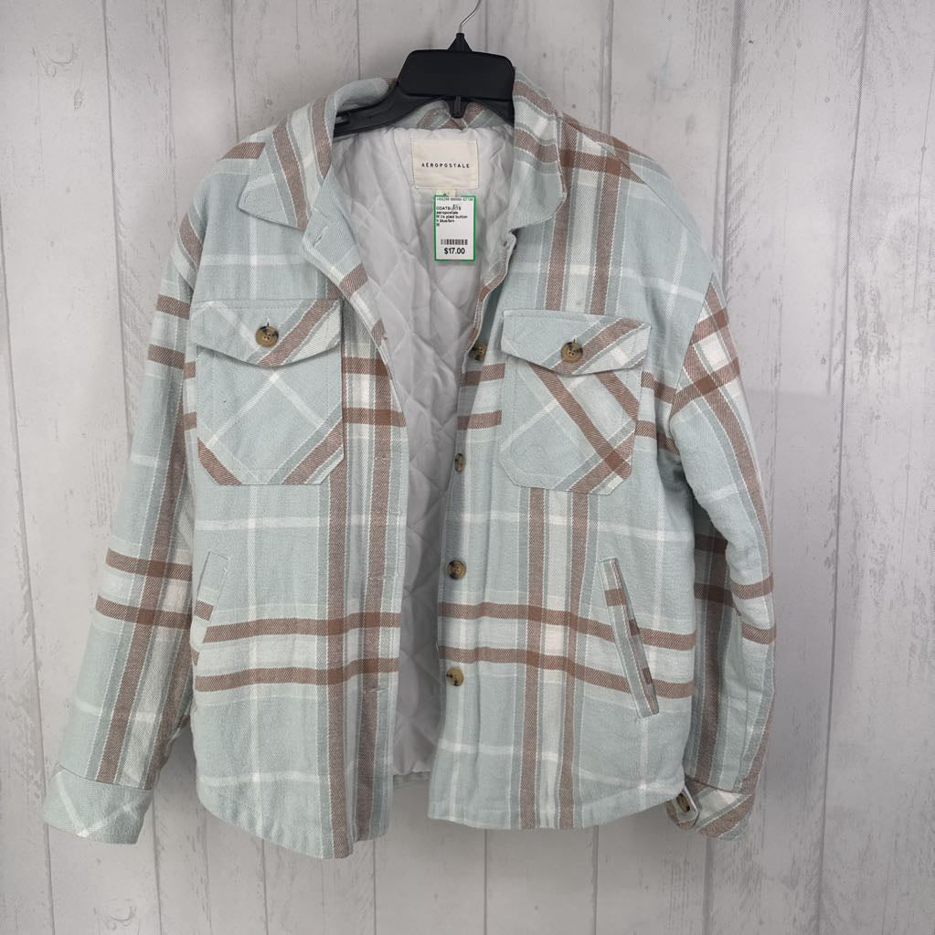 M l/s plaid button shacket