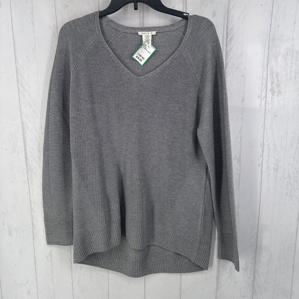 L l/s ribbed v-neck top