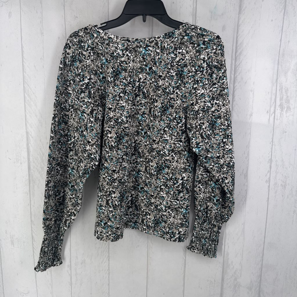 XS smocked slv scoop neck top