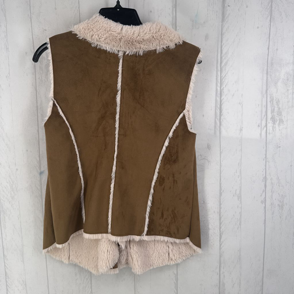 S faux suede fur lined vest