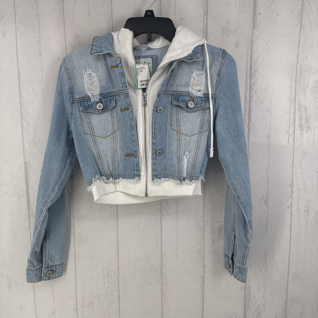 S l/s crop distressed jacket