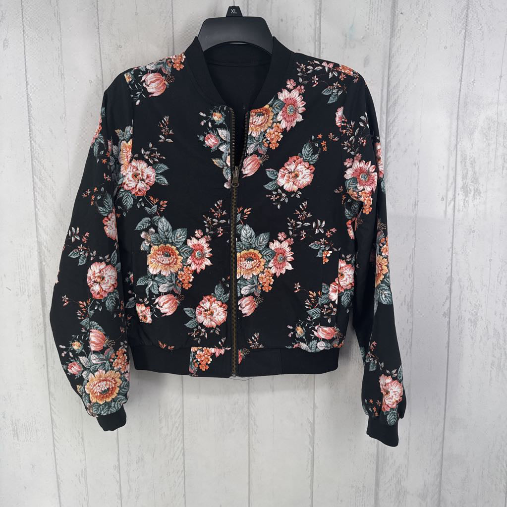 XS l/s crop reversible floral jacket