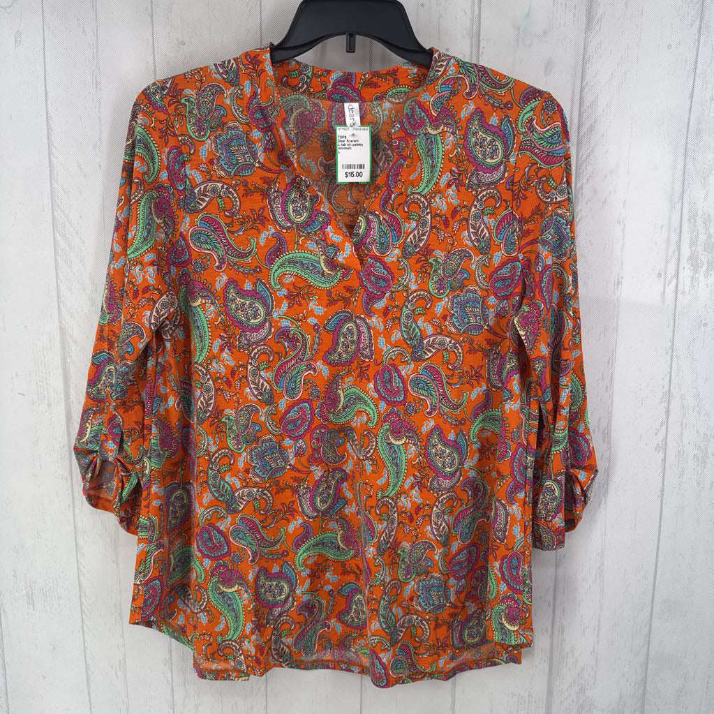 L tab slv paisley top