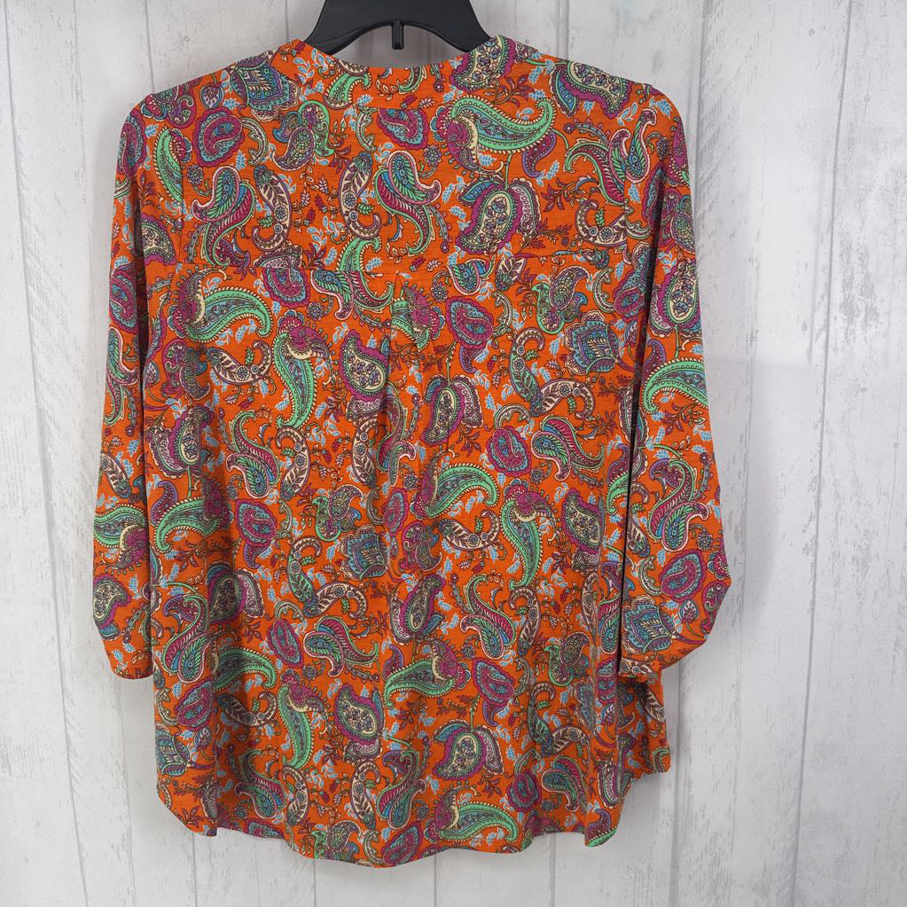 L tab slv paisley top
