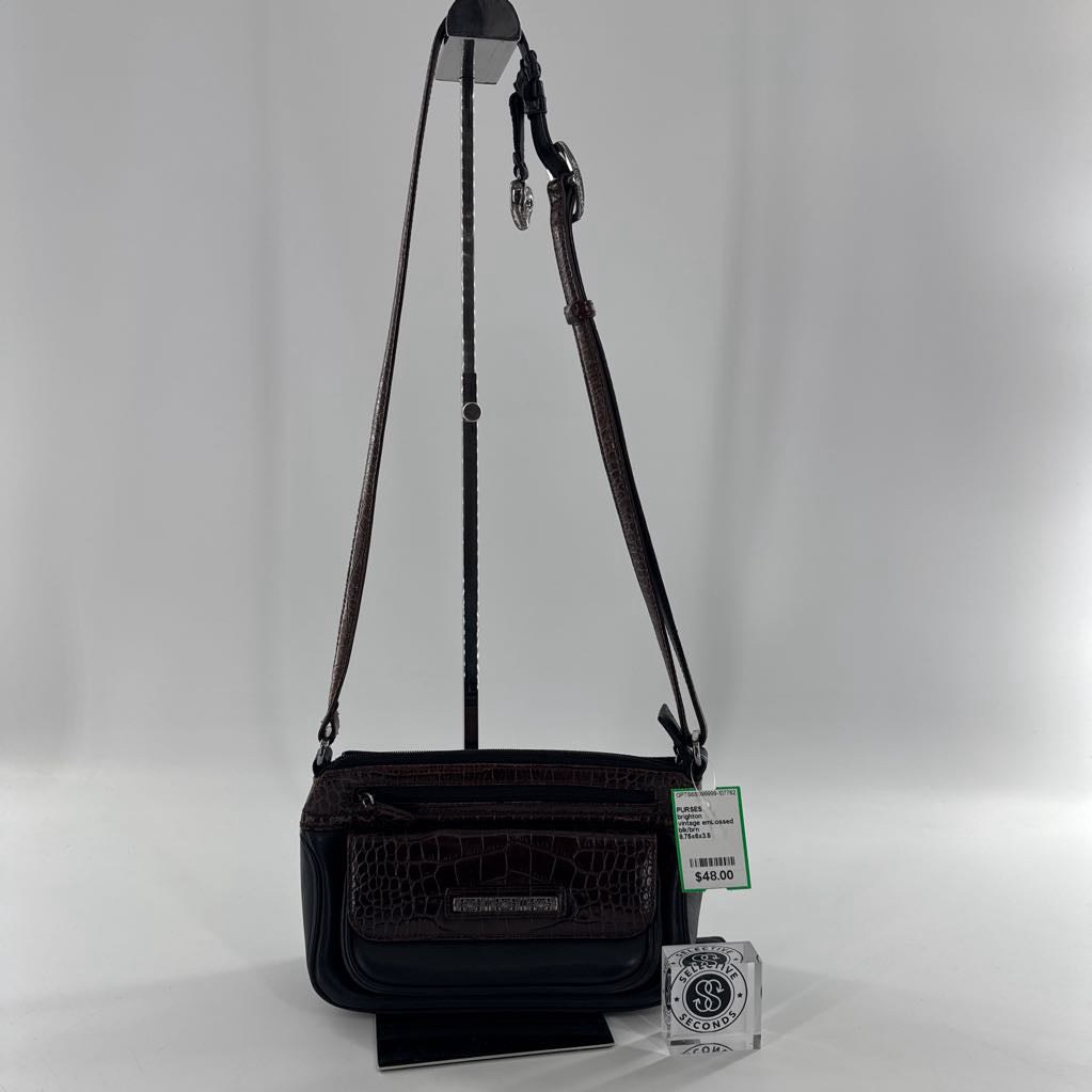 vintage embossed zip around crossbody