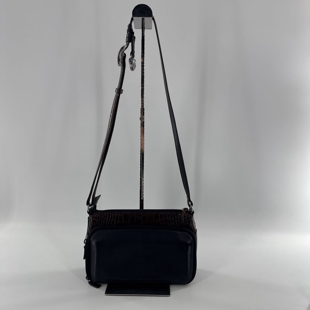 vintage embossed zip around crossbody