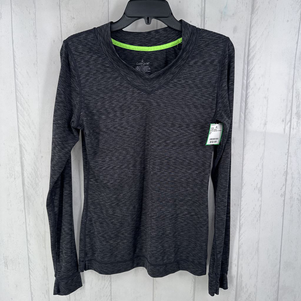 M l/s marled v-neck top