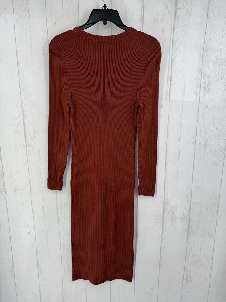 L l/s ribbed body con dress