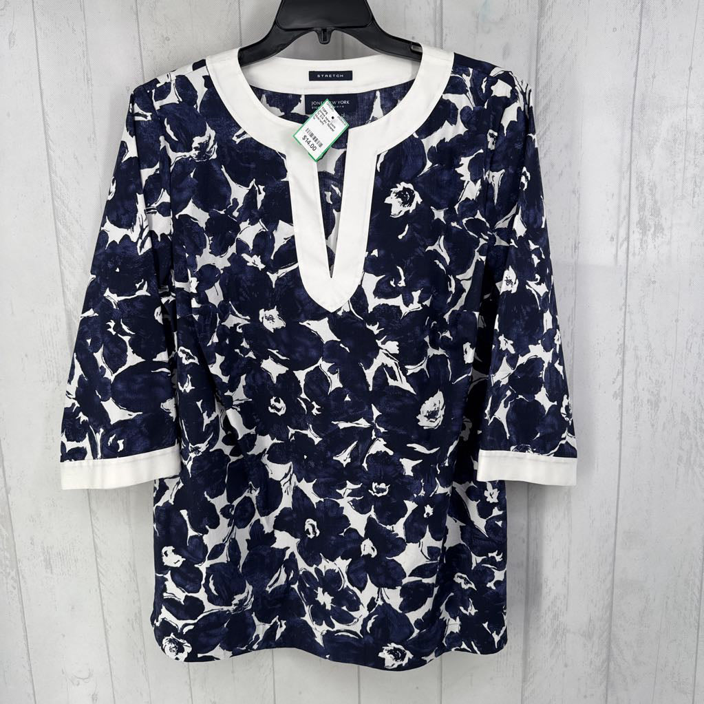 1x 3/4 slv flower print top
