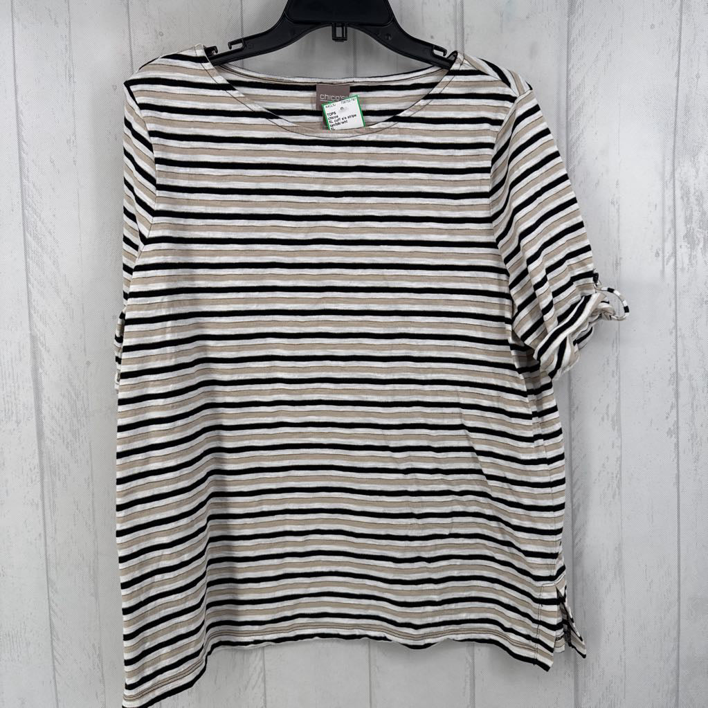 XL cuff s/s stripe top
