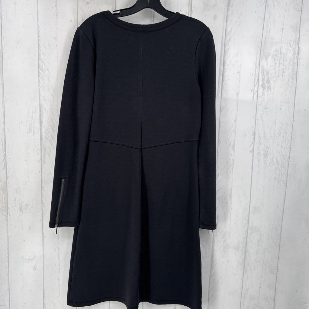 M l/s v-neck zip pocket dress