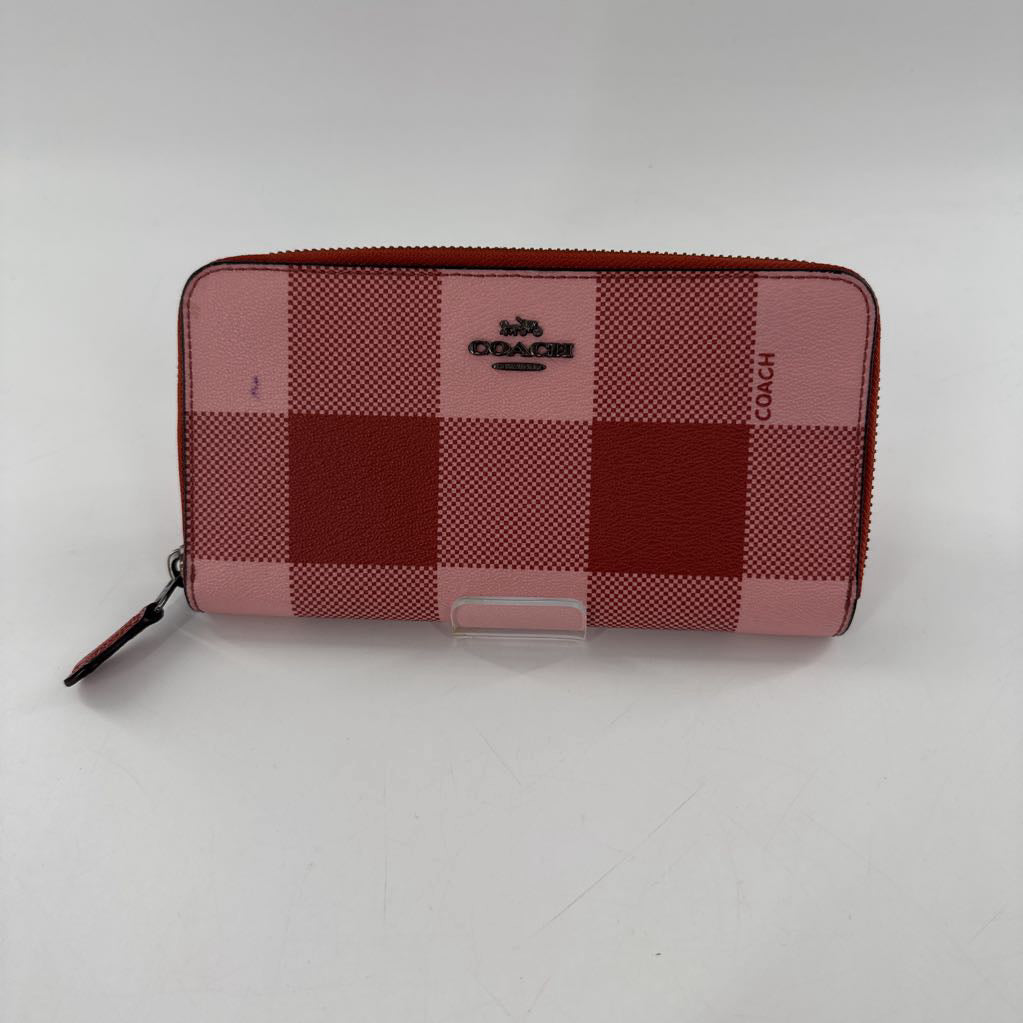 plaid zip around wallet