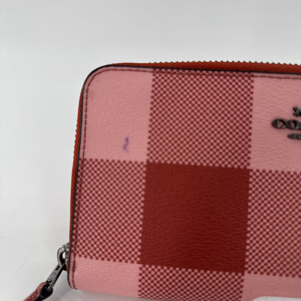 plaid zip around wallet