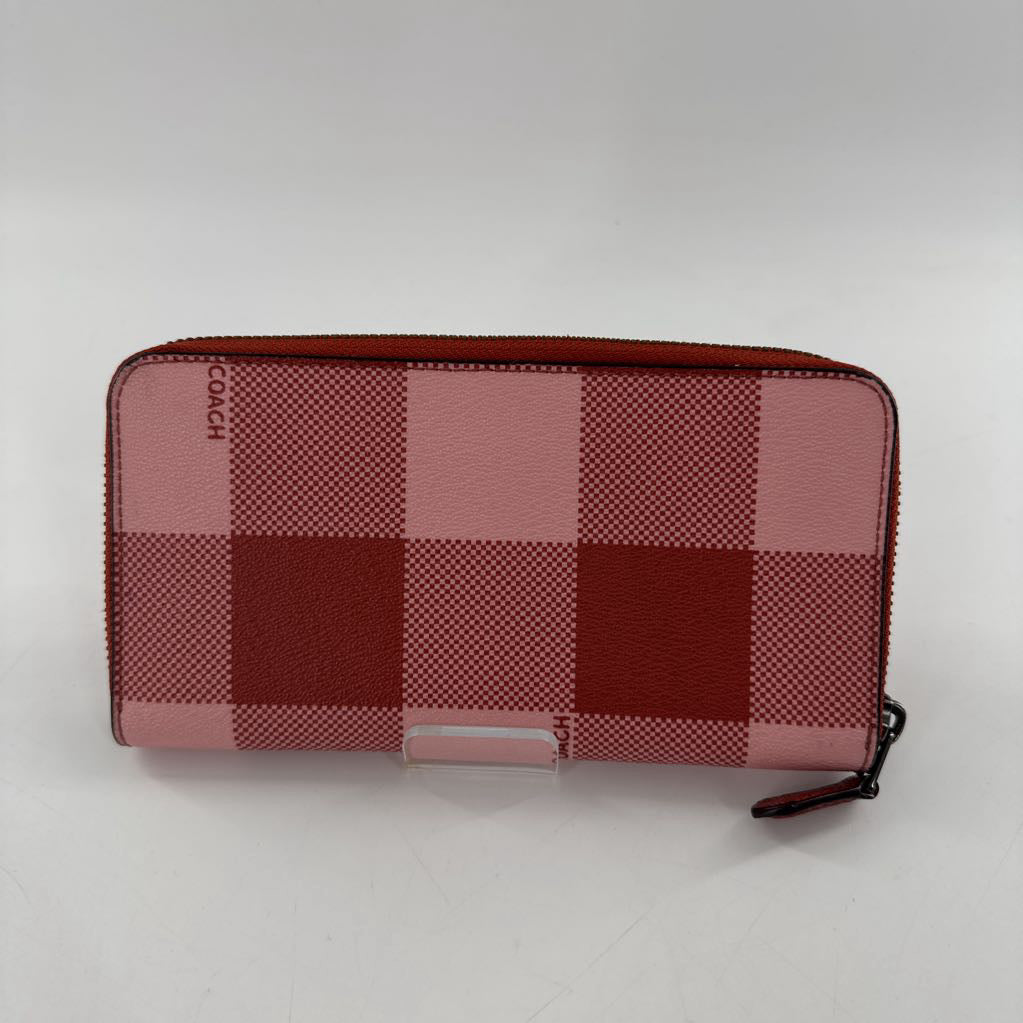 plaid zip around wallet