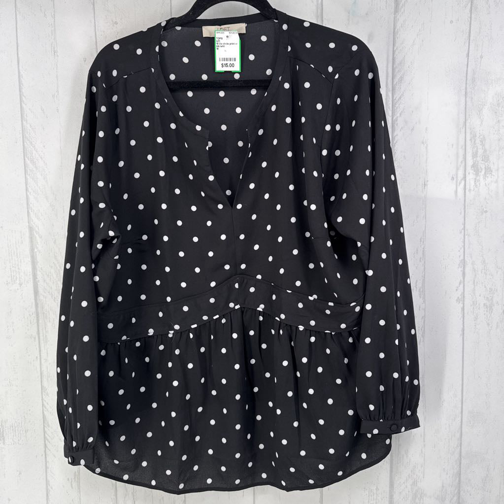 18 l/s circle print v-neck top