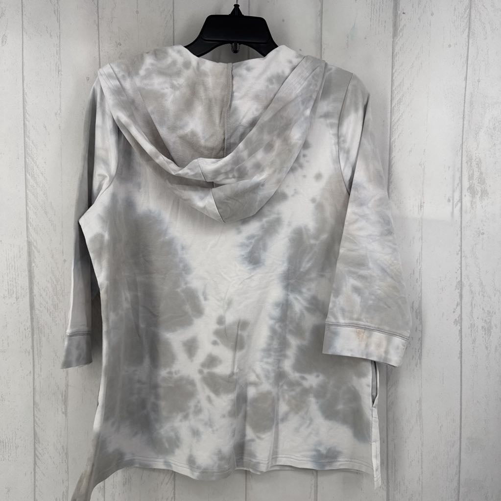 M elbow slv tie-dye top w/ hood