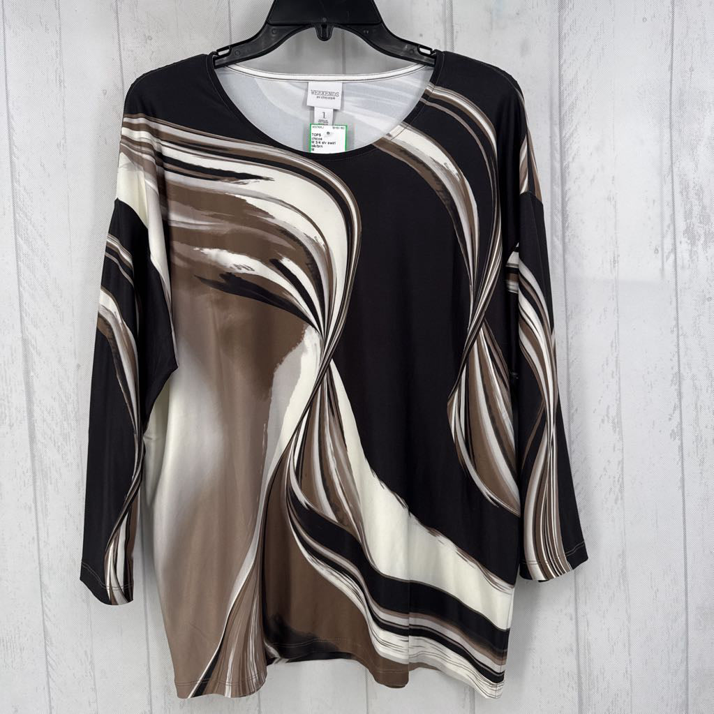 M 3/4 slv swirl design top