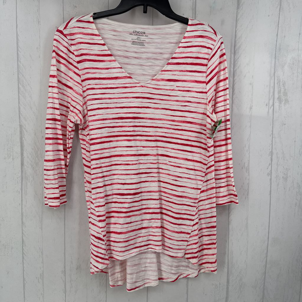 M 3/4 slv stripe hi-low top